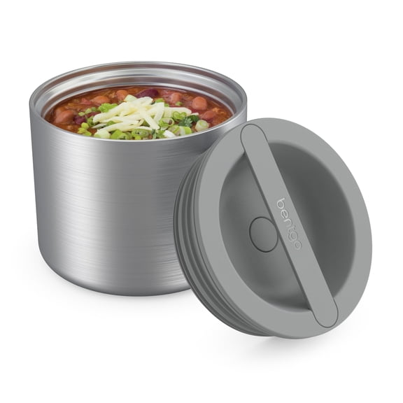 Bentgo Stainless Insulated Food Container - 2.4 Cups (19 oz), Triple-Layer Insulation, Vacuum Seal, Leak-Proof, Wide Opening, Stainless Steel, for Cool/Warm Foods (Stainless Steel)