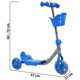 thumbnail image 4 of Scooter para Niños con Canastilla Tres Ruedas de Goma Manubrio Ajustable de 60 a 72 cm Soporta hasta 25 kg - Azul, 4 of 5