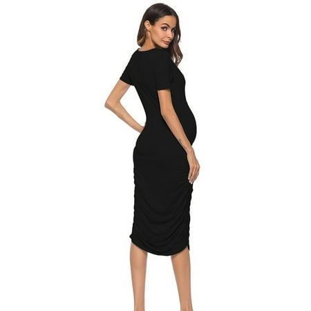 

Egmy Maternity Dress Women Clothes Short Sleeve Soild Color
