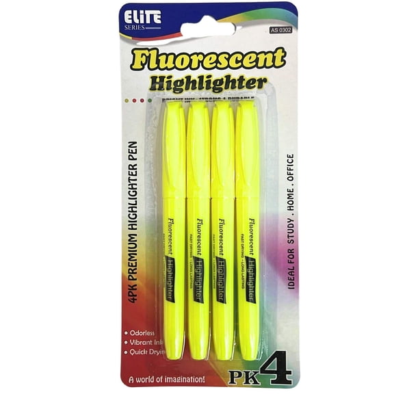 Elite Series –Fluorescent Highlighters: 4CT