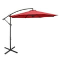 thumbnail image 1 of Costway Parasol Déporté de Patio 10 Pi avec 8 Baleines, Base en Croix, Inclinable, Bordeaux, 1 of 10