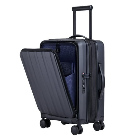 Verage Greenwich EXT Carry On Luggage, Hardside Spinner Wheels Suitcase with Front Pocket for Travel, TSA Approved (20-Inch, Black)