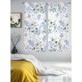 thumbnail image 4 of Blue Flower Semi Sheer Curtains 72 Inch Length 2 Panels Set, Sage Green Eucalyptus Leaf Farmhouse Country Sheer Kitchen Curtain Privacy Voile Window Curtain for Living Room Bedroom Rod Pocket Drapes, 4 of 7