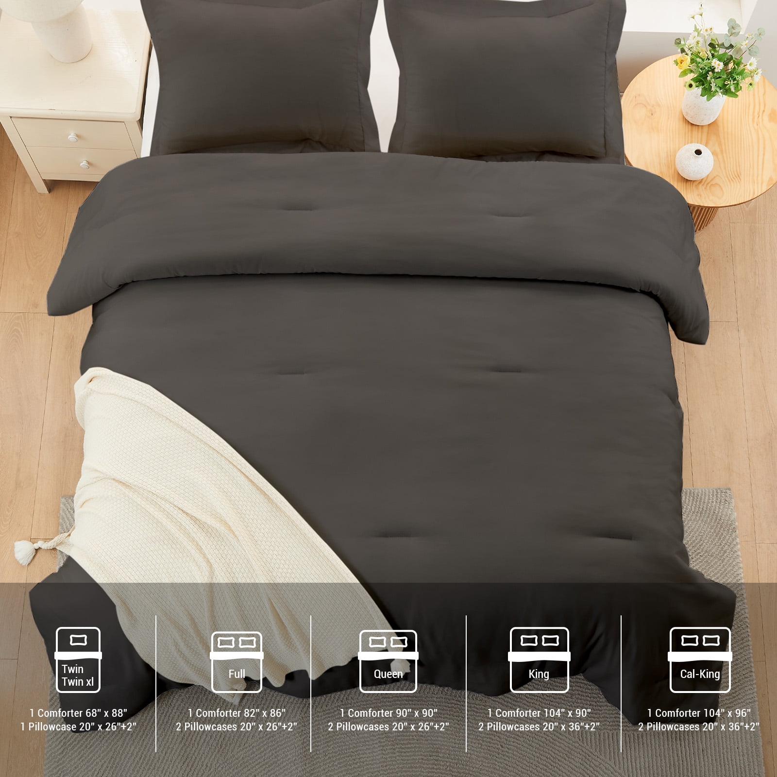 Hitime Ultra Soft Full Size Comforter Set 3 Pieces Gentle Down Alternative Bedding 1 Lightweight Comforter and 2 Pillowcases