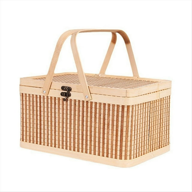 Cestas Tejidas de Bambú Grandes, Portátiles, para Picnic, Frutas, Soporte Natural, Tapa, Pan, Organizador Zongzi