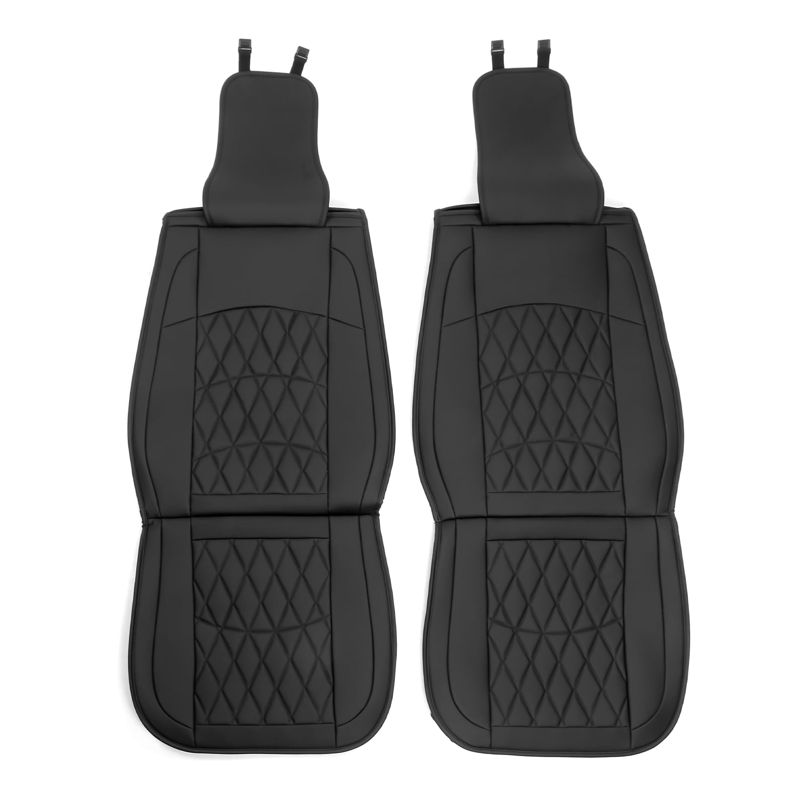 Ikon Motorsports Universal Front Car Seat Covers 04 Style Black PU Leather Lexus Hyundai Infiniti Kia First Row Auto Seat Cover Cushion Protectors Set