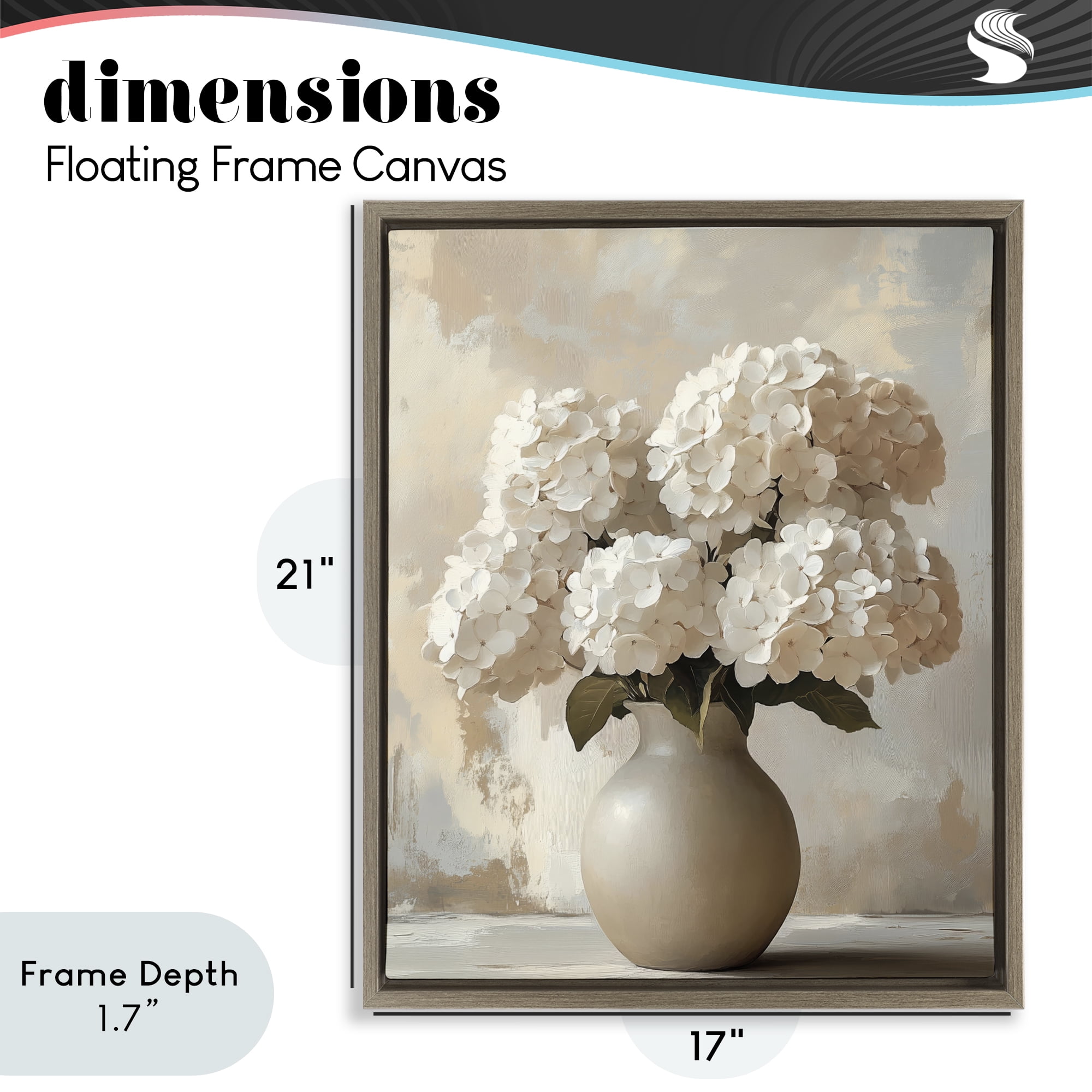 Stupell Industries Vase of Hydrangeas in Bloom Brown Framed Floater Canvas Wall Art, design by LSR Design Studio