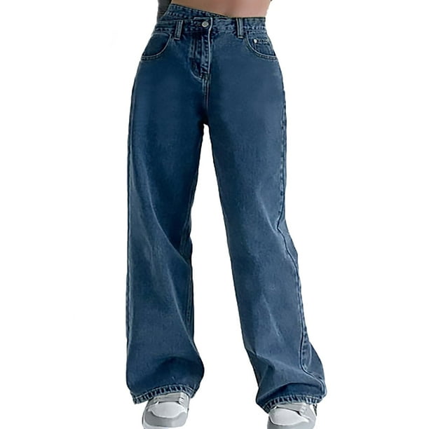 adviicd Womens Plus Size Jeans Womens High Waisted Baggy Jeans Boyfriend Denim  Pants Dark Blue,XL 
