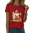 thumbnail image 4 of Drie Womens Oversized T Shirts Short Sleeve Crewneck Tops Casual Loose Basic Tee Shirts 2025 Summer Trendy Outfits Christmas Shirts for Women Red,M, 4 of 6