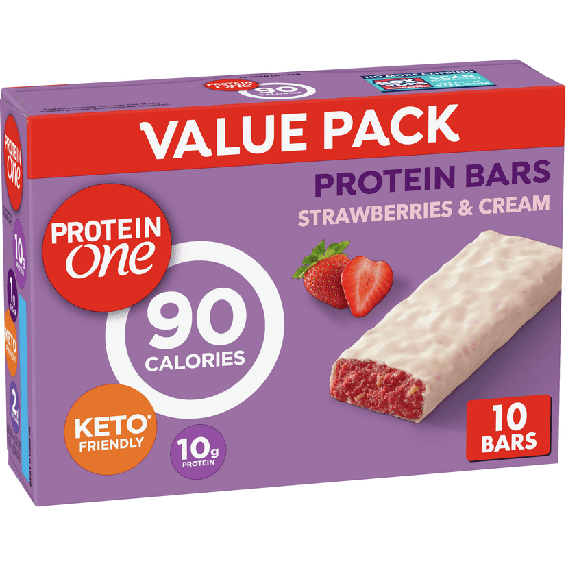 Protein One, Strawberries & Cream Protein Bars, Keto Friendly, 10 ct