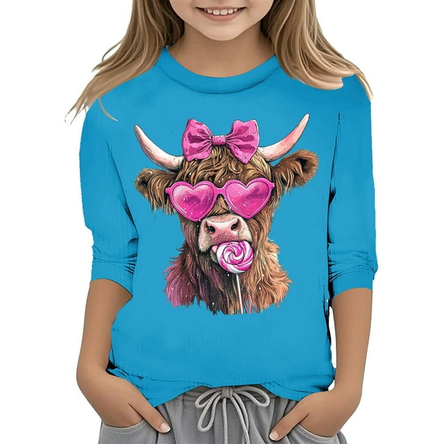 T-shirt de Mode pour Filles à Manches Raccourcies pour la Saint-Valentin. Bleu 150/11 A-12 A