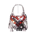 thumbnail image 1 of Top recortado de lentejuelas de metal de moda, bralette sin espalda, traje brillante ahueca hacia fuera halter de las mujeres para la, 1 of 9