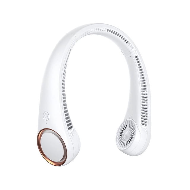 Ventilador de cuello portátil de 4000 mAh (blanco), ventilador sin aspas manos libres, ventilador personal de refrigeración de 360 °, ventilador silencioso portátil para interiores al aire