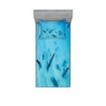 thumbnail image 2 of Ambesonne Tropical Fitted Sheet & Pillow Sham Set, Dolphins Hawaii Ocean, Full, Blue, 2 of 3