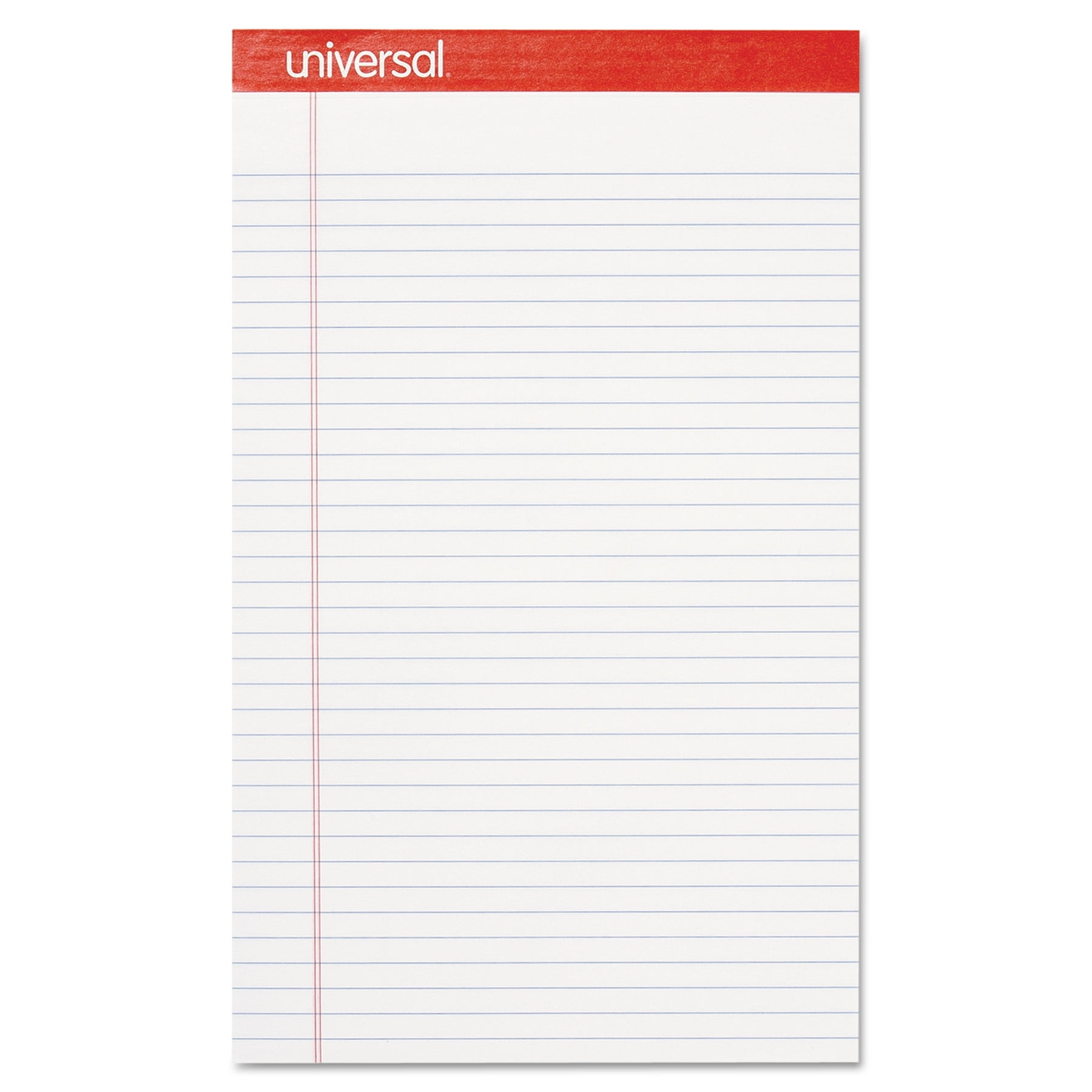 Universal Perforated Edge Writing Pad, Legal Rule, 8.5in x 11in, White, 50 Pages, 12 Count