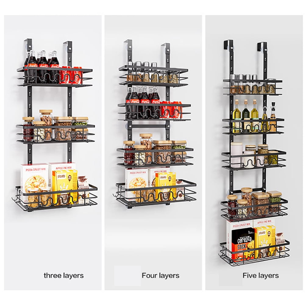 Over The Door Pantry Organizer, Pantry Door Organizer Shelves, Metal Hanging Spice Rack For Pantry Door, Multi-Tier Over The Door Organizer For Kitchen Bathroom