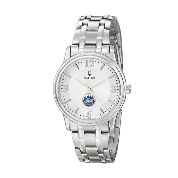 Men's Bulova Silver New York Mets Stainless Steel Watch