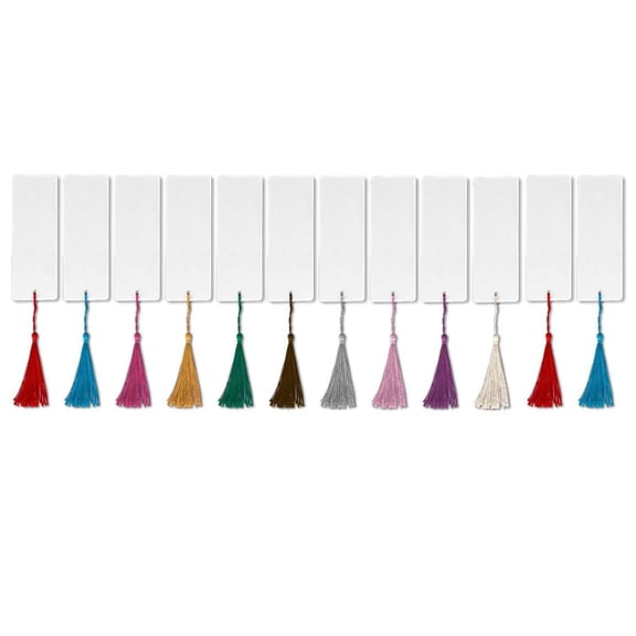 Yokua 10PCS White Paper Bookmarks with Tassels 2x5.5In Paintable Blank Bookmarks