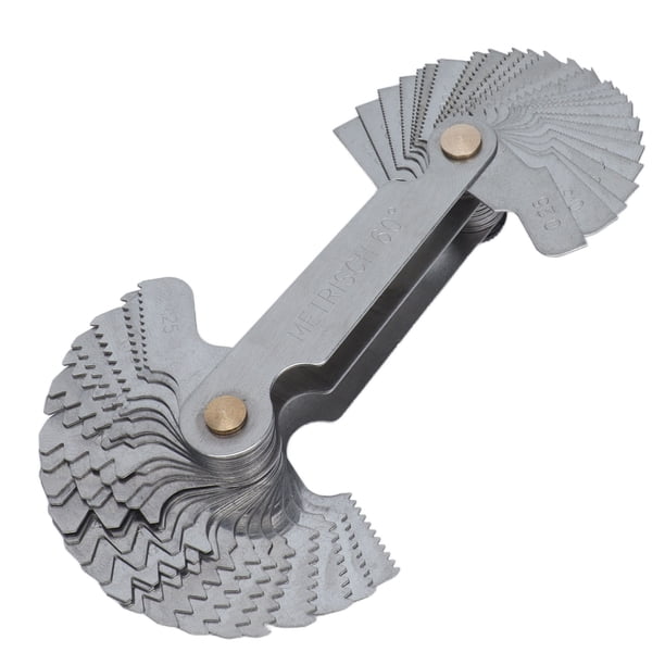 Calibre de paso de rosca, calibre de paso de rosca, calibre de tornillo de acero inoxidable plateado, medida de rosca métrica, uso conveniente