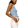 thumbnail image 3 of Faithtur Femmes de Couleur Unie Débardeurs, Mode Sans Manches Col Rond Ourlet Smocked Tops, 3 of 5