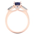 thumbnail image 4 of 2.5 ctw 3 Stone Anniversary Ring for Women | Oval Cut Simulated Blue Sapphire | Hyperallergenic Solid 18K Rose Gold, 4 of 5