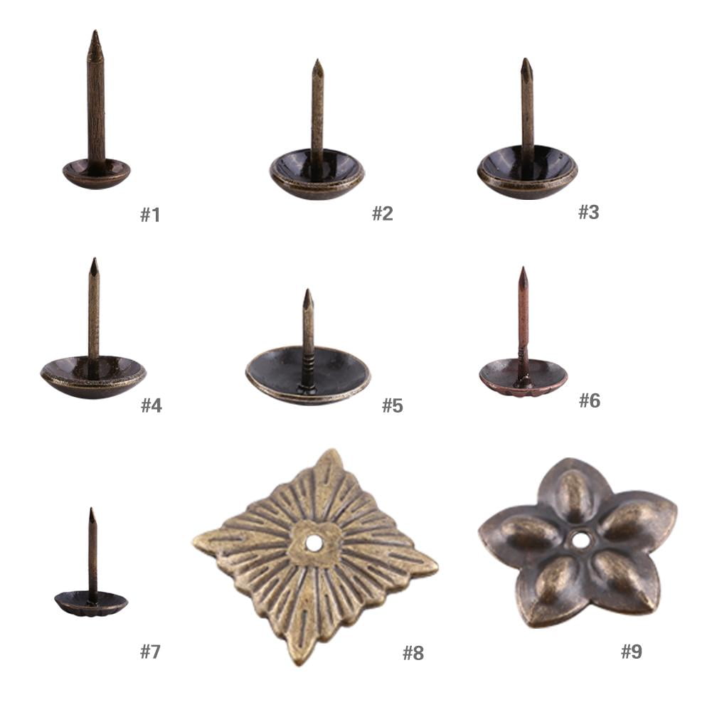100Pcs Bronze Square Upholstery Nails Studs Furniture Door Sofa Decor Tacks UK 