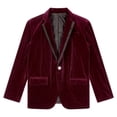 thumbnail image 3 of Miutii Kids Boys Velvet Gentleman Blazer One Button Dressy Suit Jacket Causal Party Formal Tuxedo Burgundy 14, 3 of 9