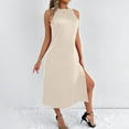 thumbnail image 2 of Women's Sleeveless Round Neck Split Hem Dress - Flowy Casual Summer Party Outfit - Loose Fit - XS-XXL Sizes, 2 of 8