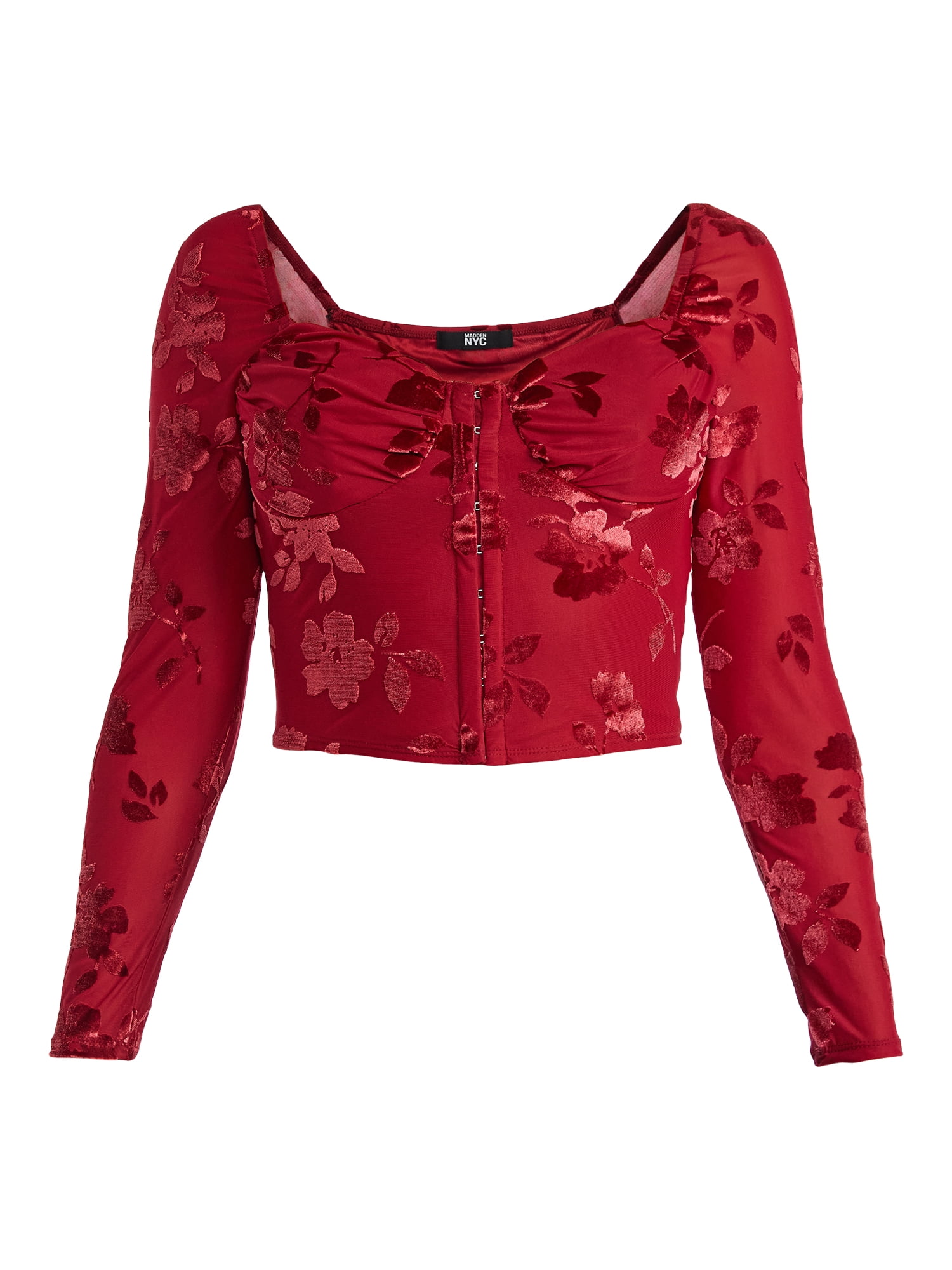 Madden NYC Women's Corset Top with Long Sleeves, Sizes XXS-XXL