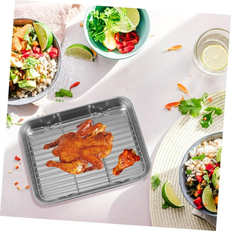 1 Set Grill Pan with Grid Oven Baking Sheet With Wire Rack Wire Rack for Baking Sheet Trays for Baking Roasting Pan with Rack Baking Tray Oven Pan