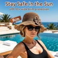 thumbnail image 2 of 2026 New Sun Hat with Bow Elegant Woven Straw Sun Hat for Women Wide Brim Packable Travel Bucket Hat Crochet Hats for Women, 2 of 7