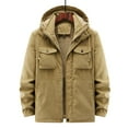 thumbnail image 2 of Herrnalise New Fashion Casual Loose Plush Warm Cotton Hooded Jacket Long Sleeve Parkas Khaki, 2 of 9