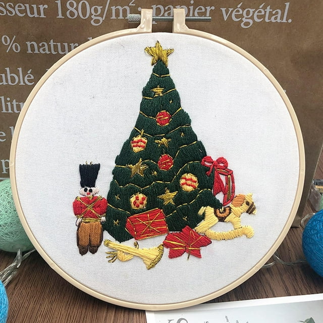 DIY Christmas Embroidery Kit for Beginners - Practice DIY Needlepoint Project for Handmade Holiday Tree Decorations