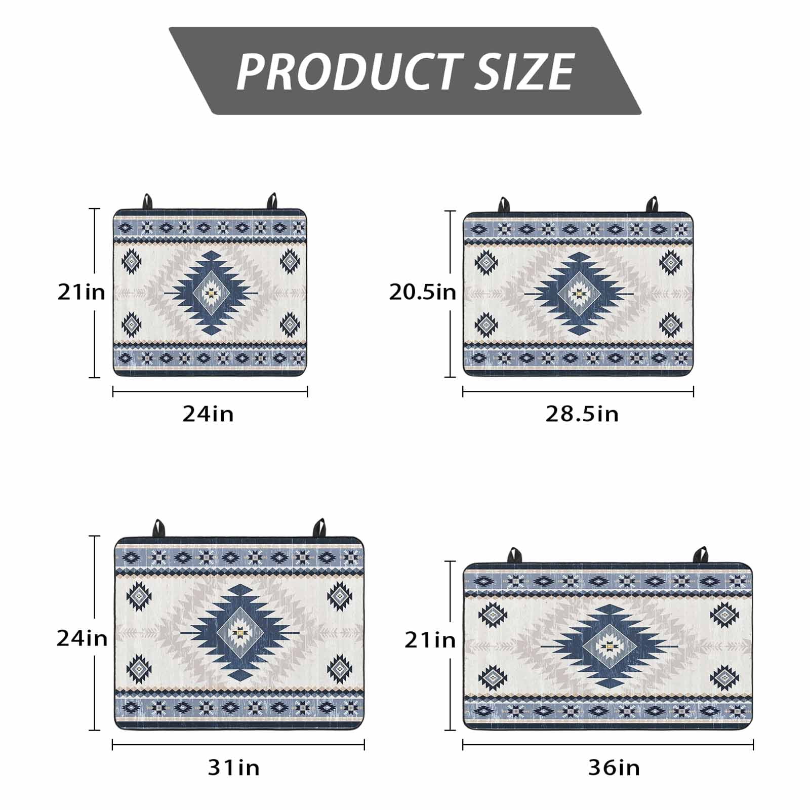 Blue Beige Boho Stove Top Cover for Electric Stove, Heat-proof & Non Slip Glass Top Stove Cover Protector, Vintage Ethnic Tribal Southwestern Kitchen Flat Cooktop Rubber Mat 28.5x20.5 Inches