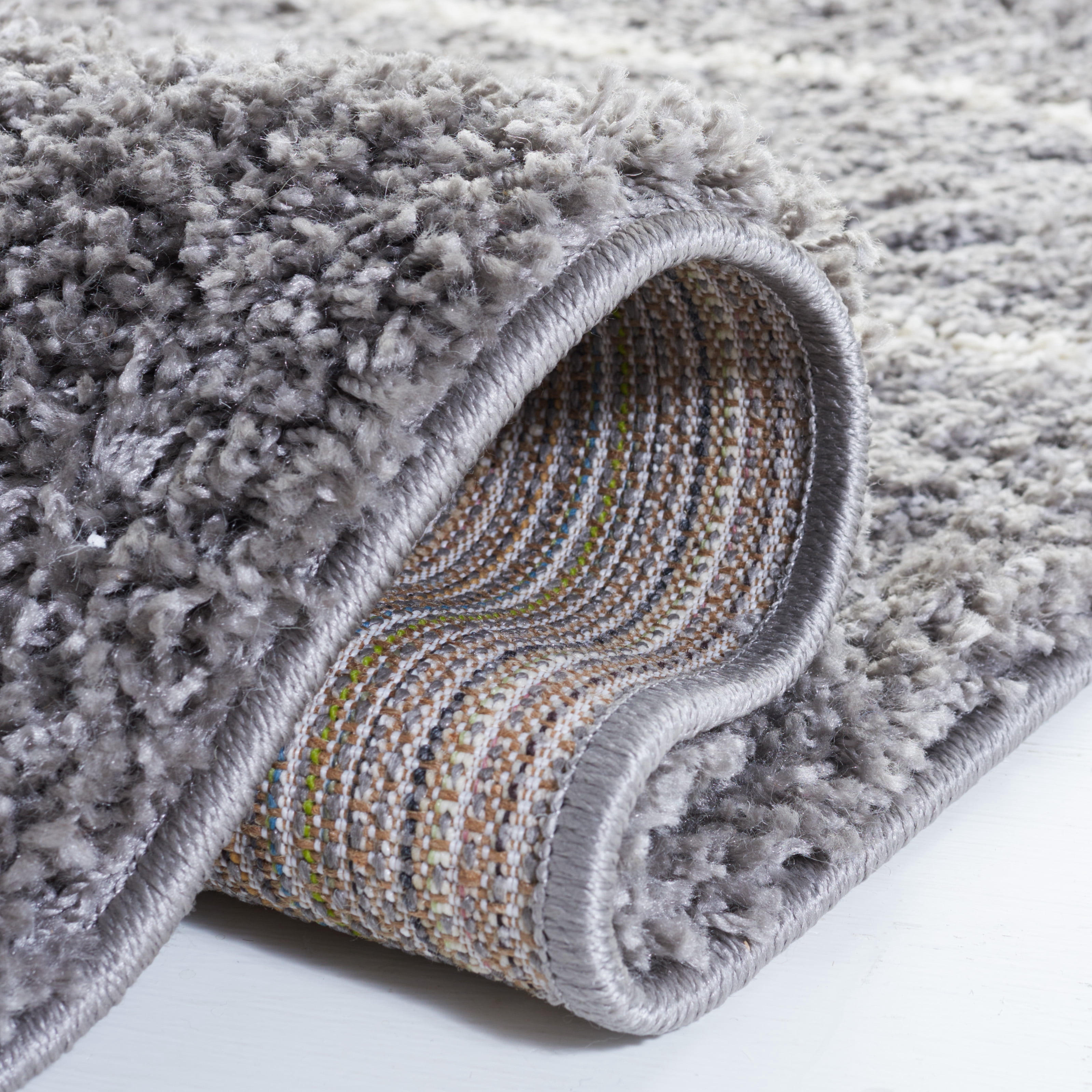 SAFAVIEH Venus Anuki Striped Shag Runner, 2'2" x 8', Grey/Ivory