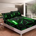 thumbnail image 2 of Gaming Fitted Sheet Game Home Decor Gamer Controller Bed Sheets Teens Geometry Gamepad Sheets for All Season, Lightweight Durable (Green,Twin), 2 of 5