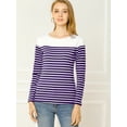 thumbnail image 3 of CamiseDe ManLarPaMujer bloque de colorrayas triple color simple PúrpuS, 3 of 6