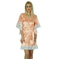 thumbnail image 1 of Bimba Women Kimono Sleeve Short Satin Robe Getting Ready Bride Bridesmaid Robe Lace Coverup, 1 of 8