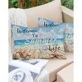 thumbnail image 6 of Coastal Beach Throw Pillow Cover 12 x 20 Inch Decorative Pillow Cover Retro Summer Ocean Wave Starfish Shell Lumbar Pillowcase Seasonal Rectangle Cushion Case for Couch Sofa Bed Living Room, 6 of 7