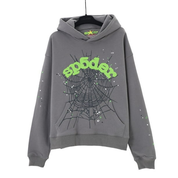 Sudadera con capucha rosa con la misma letra de espuma del cantante de hip-hop Sp5der Young Thug 555555146# gris