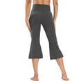 thumbnail image 6 of Women's Flare Capri Leggings Fold Over High Waisted Bootcut Yoga Pants Slim Fit Soft Capris Workout Lounge Legging, M, 6 of 7