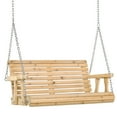 thumbnail image 1 of Outsunny 2 Seater Porch Swing Wooden Patio Swing Chair Seat, Natural, 1 of 10