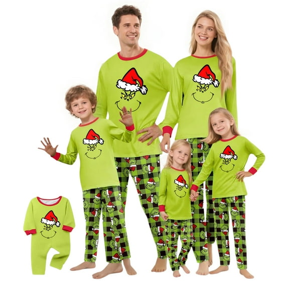 Christmas Family Matching Pajamas Sets Christmas PJ's Cute Print Top and Pants Xmas Jammies Set