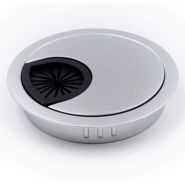 Jetland Desk Grommet for Wire Organizer - Matte Silver, 2-3/8" Hole, GMS60, 2-Pack