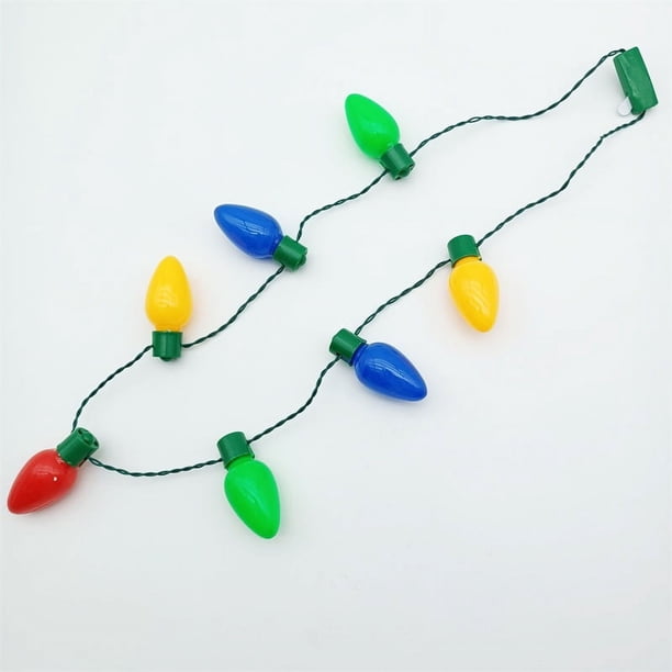Collar de luz LED 9 de Navidad con luz brillante, collar de luz de bombilla de faro de color, collar de bombilla de destello de colores