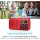 thumbnail image 1 of Portable Radio, FM Radio with Large Capacity Rechargeable Battery (3000mAh), Support MP3 / SD / USB / AUX,Red,, 1 of 1