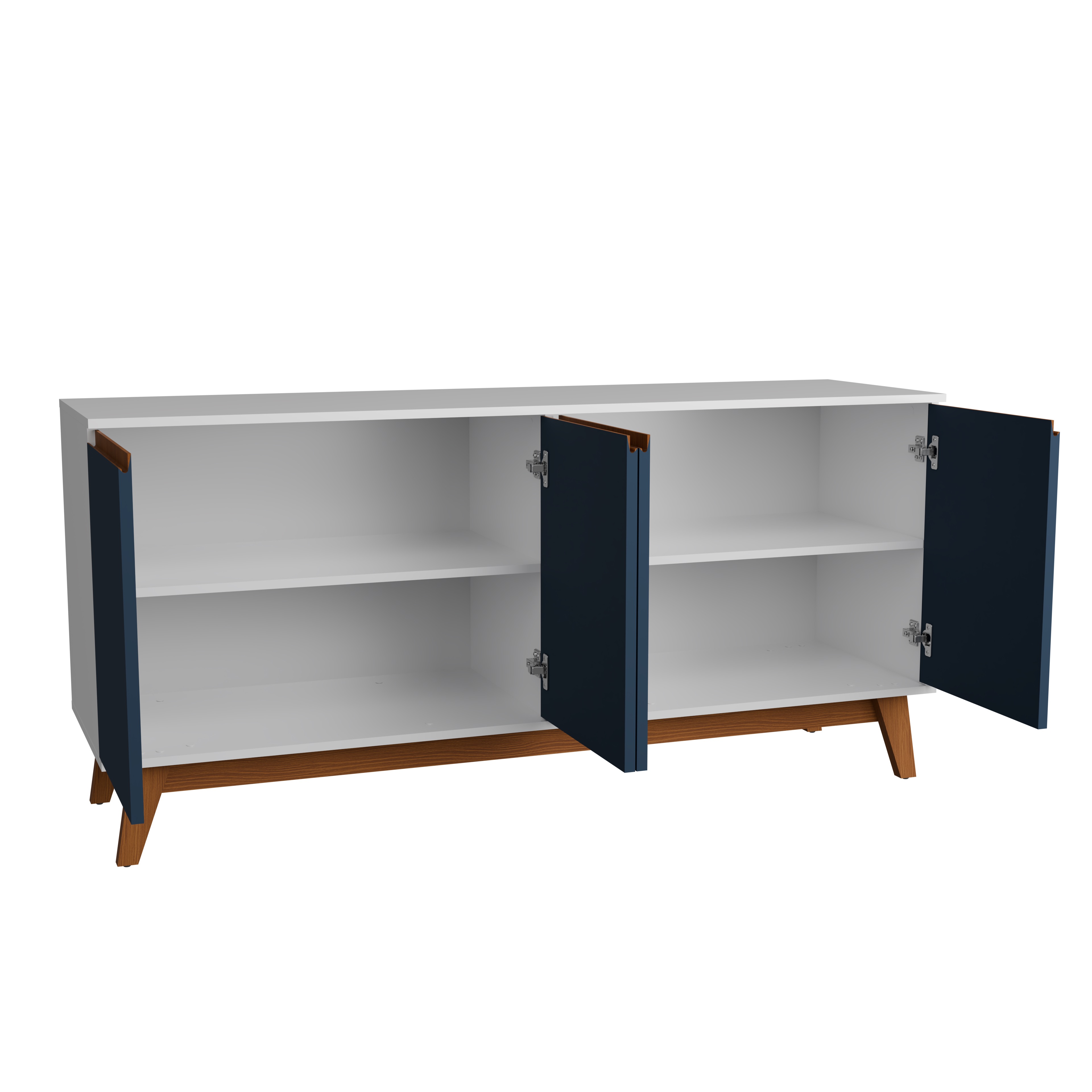 Kappesberg Tokyo 4-Door Sideboard with Soft-Close Doors and 2-Shelves, White/Blue Finish