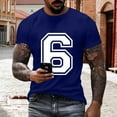 thumbnail image 2 of LpwkSSA Men Casual Round Neck Printing Pullover Fitness Sports Shorts Sleeves T Shirt Blouse Blue XXXL, 2 of 6