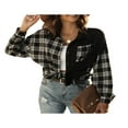 thumbnail image 4 of Women Plaid Jacket  Long Sleeve Turn-down Collar Button Closure Casual Tops Outwear, 4 of 7