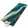 thumbnail image 2 of 2x6 Kitchen Runner Rug, Teal Marble Non-Skid Rubber Backing Large Rectangle Rugs - Living Room Bedroom Home Office, Modern Abstract Gold Fluid Art Indoor Floor Mat Carpets Washable Rug, 2 of 9